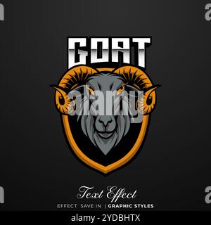 goat E-sport mascot logo design Stock Vector