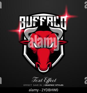 red buffalo E-sport mascot logo design Stock Vector