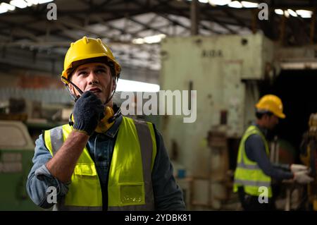 Chief mechanical engineer working in a mechanical factory Stock Photo
