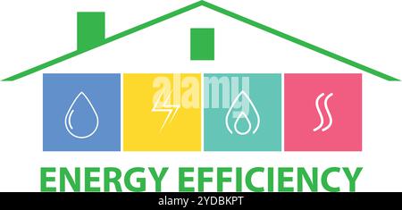 Symbols of natural resources and energy. Saving energy resources. Improving energy efficiency. Stock Vector