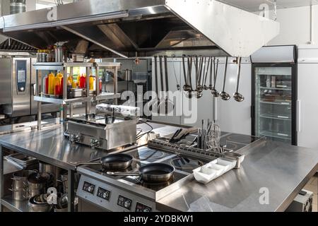 Professional kitchen in restaurant. Modern equipment and devices. Empty kitchen Stock Photo
