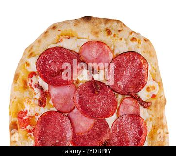 Pepperoni pizza, isolated on white background Stock Photo