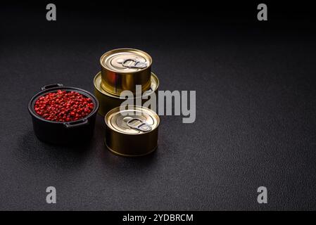 Metal can with canned meat or fish with a key to open it Stock Photo