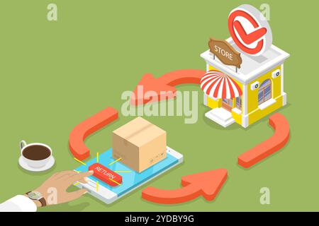 Product Exchange and Return Policy, Purchase Refunding. 3D Isometric Flat  Conceptual Illustration. Product Exchange and Return Stock Photo