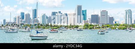 Miami skyline with yachts, boats and skyscrapers Stock Photo