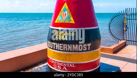 Key West, Florida, USA - September 12, 2019: Southernmost point in continental USA in key west florida Stock Photo