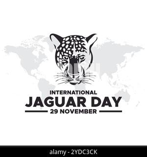 International Jaguar Day Vector Illustration on 29 November. International Jaguar Day banner design. Stock Vector