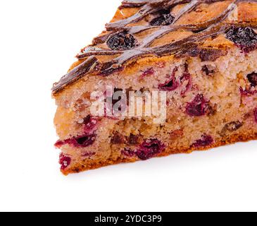 Slice of cherry pie on white Stock Photo