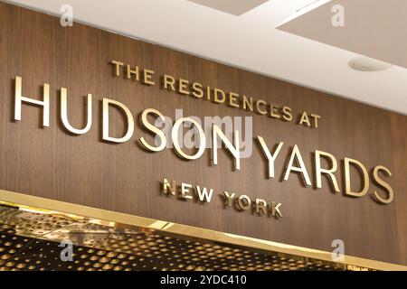 NEW YORK, USA - 17 MAY, 2019: Hudson Yards residences sign in New York Manhattan Stock Photo