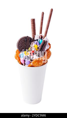 Belgian waffle with mm's and oreo cookies Stock Photo