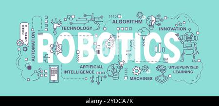 Robotics . Artificial Intelligence or AI concept . Word with outline icon art banner style . Editable stroke . Vector . Stock Vector