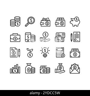 Best Outline Money Icon Set Design Stock Vector