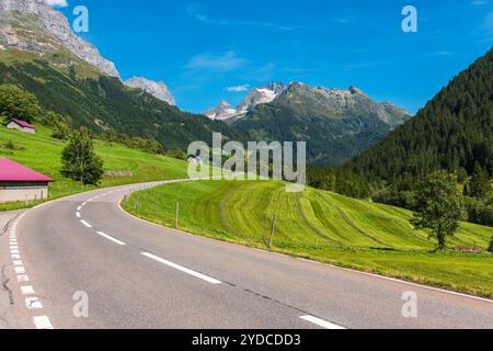 Road Turn in Mountains Stock Photo