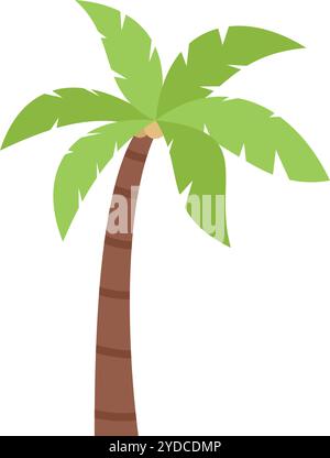 Cartoon coconut palm tree standing alone against a white background Stock Vector