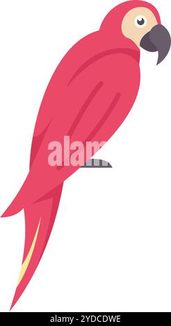 This illustration features a vibrant pink parrot resting on a branch, showcasing its colorful plumage and captivating presence Stock Vector