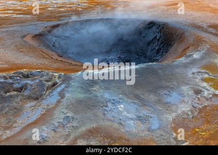 Hot Mud Pots in the Geothermal Area Hverir, Iceland Stock Photo