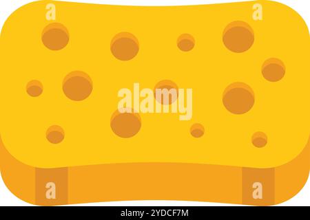 Simple vector illustration of a yellow cleaning sponge, with a porous texture, useful for cleaning and housework Stock Vector