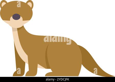 Simple cartoon style icon of a brown river otter sitting and looking up, isolated on white background Stock Vector