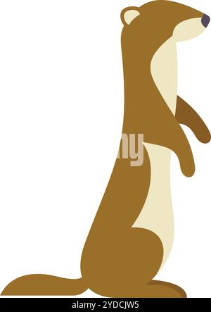 Smiling Stoat White stoat, illustration, vector on white background Stock Vector ...