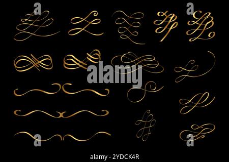A vector Illustration of Golden Cursive Luxury Monogram Logo Initial ...