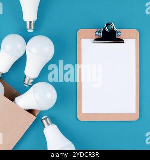 LED light bulbs in craft paper shopping bag Stock Photo