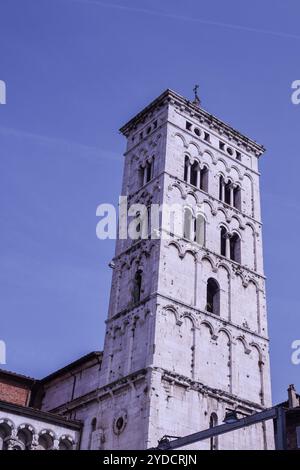 Lucca: Bell Tower of the church of  San Michele (St. Michael) Stock Photo