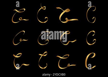 Gold L Letter Initial Cursive Victorian Hand Written Calligraphic ...