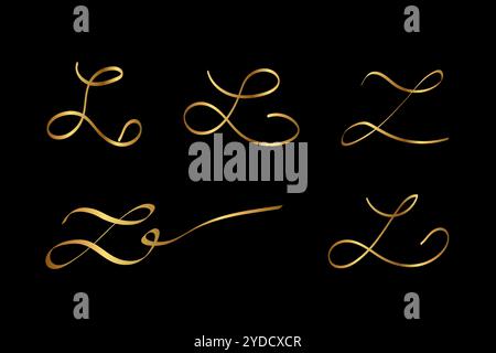 L Letter Initial Cursive Victorian Hand Written Calligraphic Alphabet ...