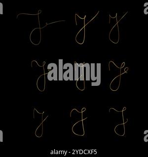 Gold L Letter Initial Cursive Victorian Hand Written Calligraphic ...