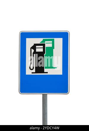 Road sign petrol station Stock Photo