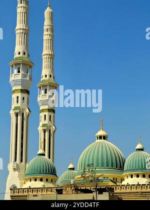 Cairo, Egypt, October 15 2024: The light Mosque or Masjid Al Nour in El Abaseya Abbassia neighborhood in Cairo, Egypt, it has several beautiful minare Stock Photo