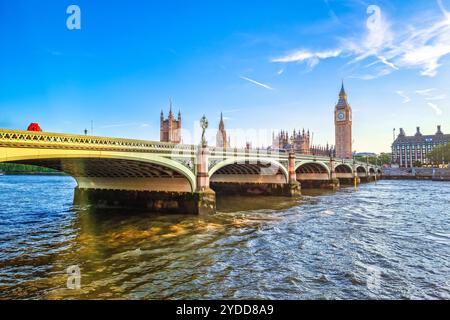 Big Ben clock tower in London view from Thames river Stock Photo