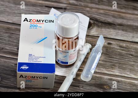 Cairo, Egypt, October 4 2024: Azomycin Azithromycin 200mg per 5ml ...