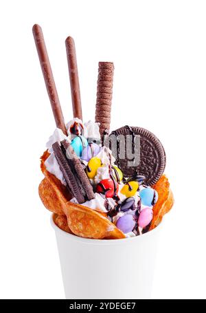 Belgian waffle with mm's and oreo cookies Stock Photo