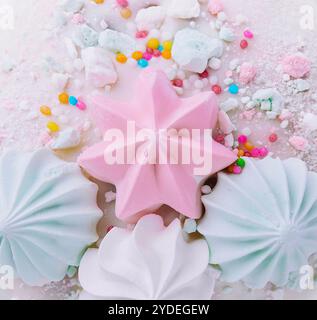Traditional Easter cakes with meringue close up Stock Photo