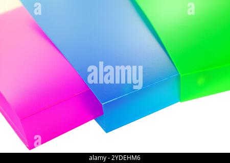 Three multicolored folders Stock Photo
