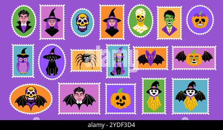Set of postage stamps  Stock Vector