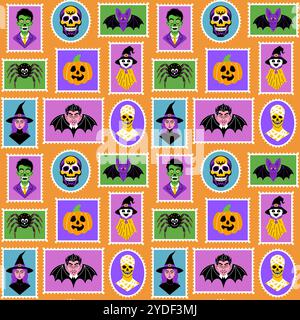 Seamless postage stamp pattern  Stock Vector