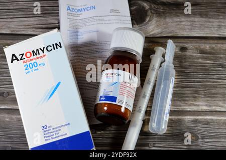 Cairo, Egypt, October 4 2024: Azomycin Azithromycin 200mg per 5ml ...