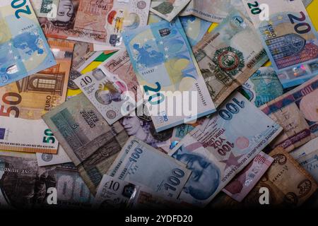 Banknotes from different currencies in current circulation Stock Photo ...
