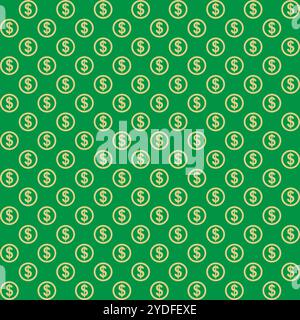 Seamless dollar pattern. Green background. Stock Vector