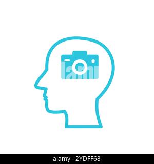 Photographic memory icon. Isolated on white background. From blue icon set. Stock Vector