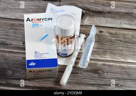 Cairo, Egypt, October 4 2024: Azomycin Azithromycin 200mg per 5ml ...