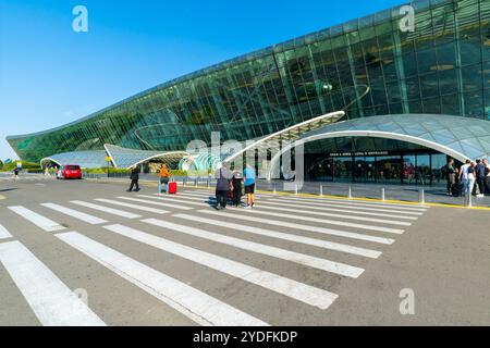 View of Heydar Aliyev International Airport Baku, Azerbaijan. The landmark terminal features interior architecture and experiential design by Istanbul Stock Photo