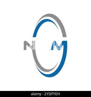 initial letter nm circle swoosh icon logo design template Stock Vector