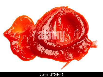 Ketchup or tomato puree splashes isolated on white background Stock Photo
