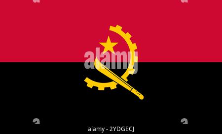 Flag of Angola, 16:9 Format, Angola Flag, Vector Images Stock Vector