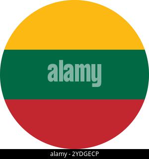 Lithuania Circle Flag, Circle Flag of Lithuania, Vector Images Stock Vector