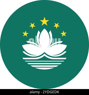Macau Circle Flag, Circle Flag of Macau, Vector Images Stock Vector