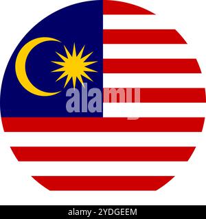 Malaysia Circle Flag, Circle Flag of Malaysia, Vector Images Stock Vector
